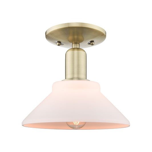 Innovations Orwell 8in 1-Light Semi-Flush Mount | Industrial Antique Brass Steel and Matte White Glass | Kitchen & Hallway | 8.38 x | Model 716-1C-AB-G131