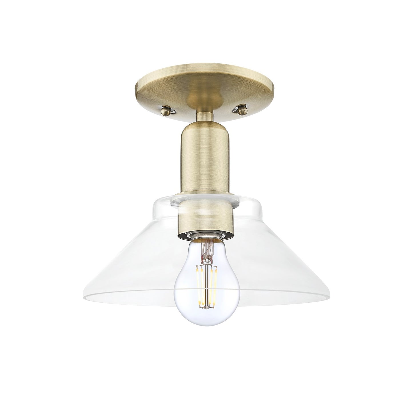 Innovations Orwell 8in 1-Light Semi-Flush Mount | Industrial Antique Brass Steel and Clear Glass | Entryway & Hallway | 8.38 x 8.38 | Model 716-1C-AB-G132