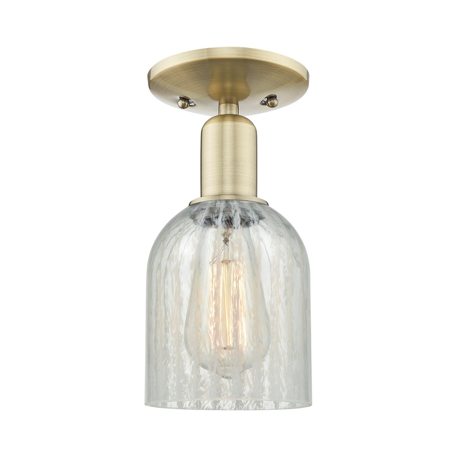 Innovations Caledonia 5in 1-Light Semi-Flush Mount | Industrial Antique Brass Steel and Mouchette Glass | Entryway & Hallway | 5 x | Model 716-1C-AB-G2511