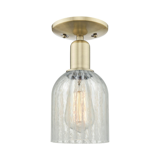 Innovations Caledonia 5in 1-Light Semi-Flush Mount | Industrial Antique Brass Steel and Mouchette Glass | Entryway & Hallway | 5 x | Model 716-1C-AB-G2511
