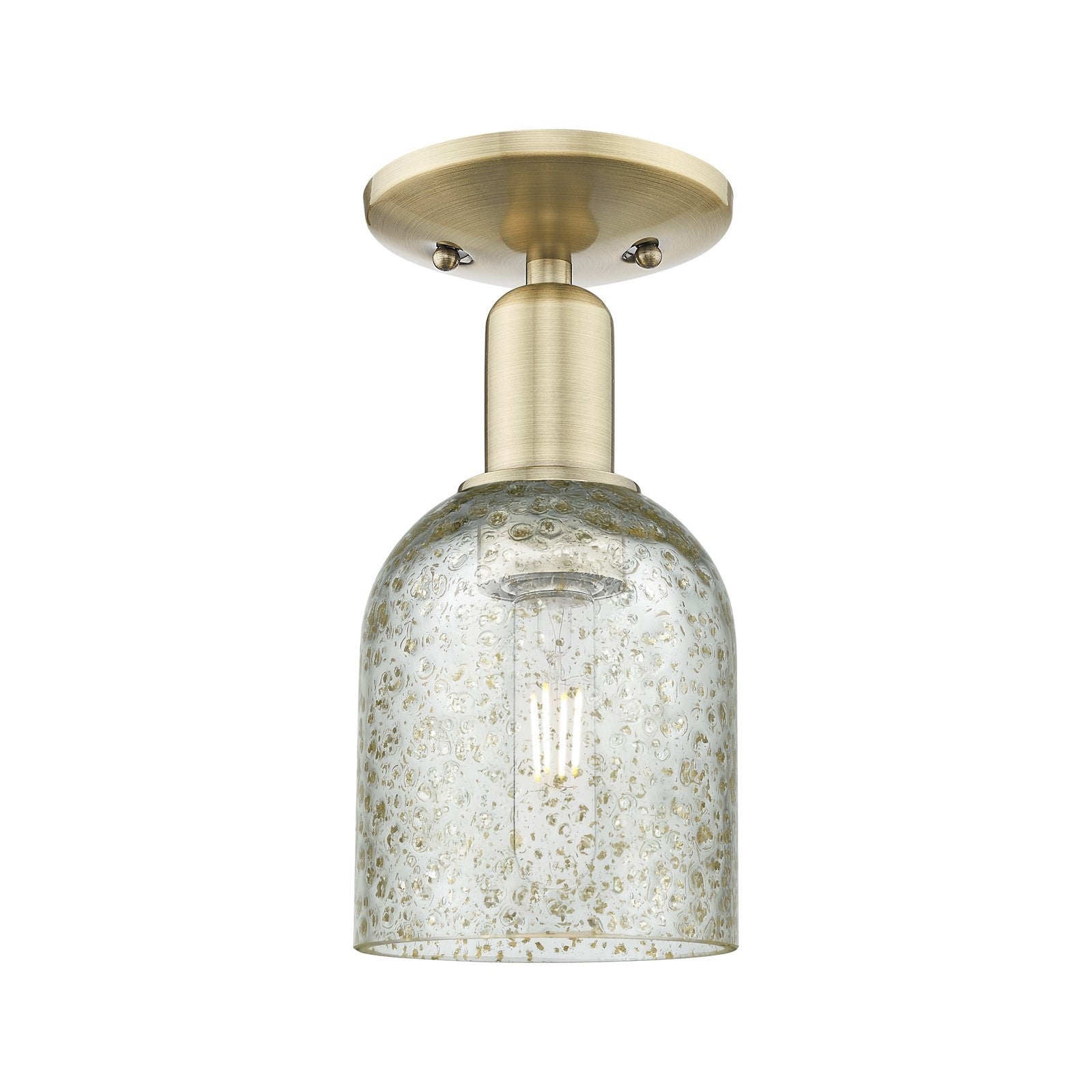 Innovations Caledonia 5in 1-Light Semi-Flush Mount | Industrial Antique Brass Steel and Mica Glass | Entryway & Hallway | 5 x 5 x | Model 716-1C-AB-G259