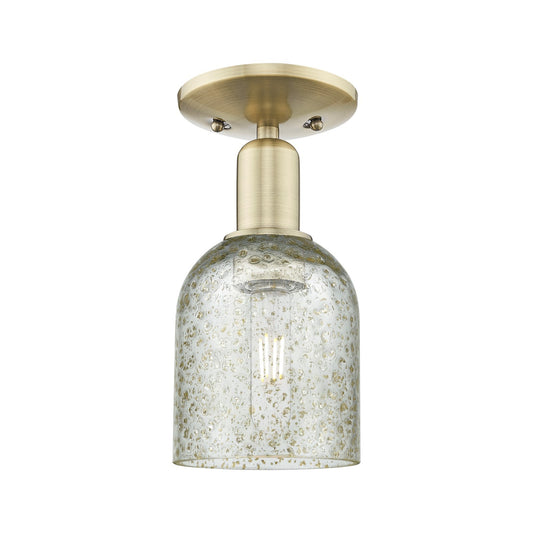Innovations Caledonia 5in 1-Light Semi-Flush Mount | Industrial Antique Brass Steel and Mica Glass | Entryway & Hallway | 5 x 5 x | Model 716-1C-AB-G259
