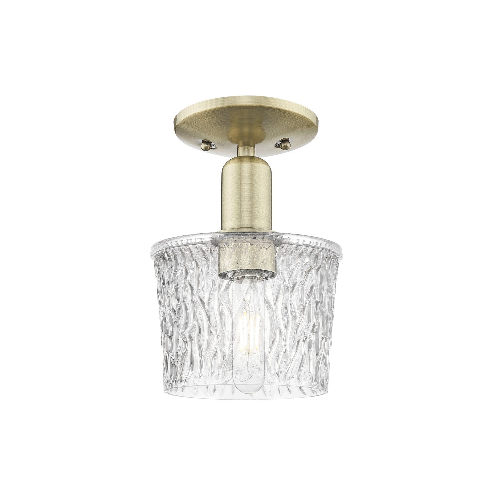Innovations Niagara 7in 1-Light Semi-Flush Mount | Industrial Antique Brass and Clear Textured Glass | Entryway & Hallway | 6.5 x | Model 716-1C-AB-G402