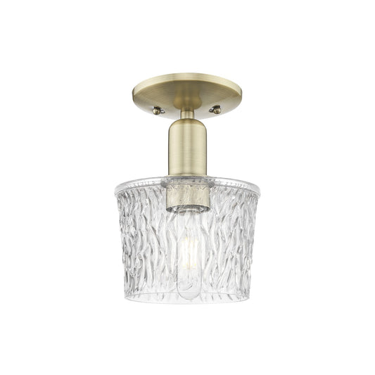 Innovations Niagara 7in 1-Light Semi-Flush Mount | Industrial Antique Brass and Clear Textured Glass | Entryway & Hallway | 6.5 x | Model 716-1C-AB-G402