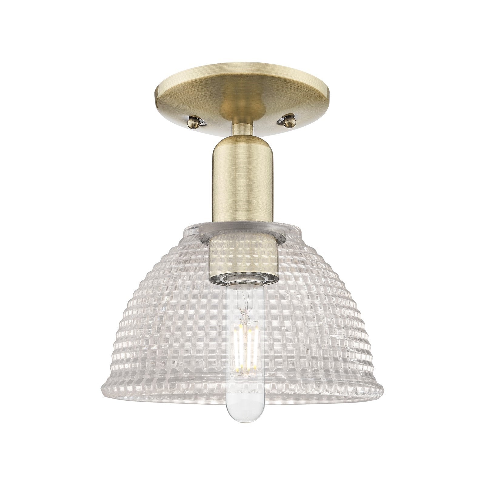 Innovations Arietta 8in 1-Light Semi-Flush Mount | Industrial Antique Brass Steel and Clear Glass | Entryway & Hallway | 8 x 8 x | Model 716-1C-AB-G422