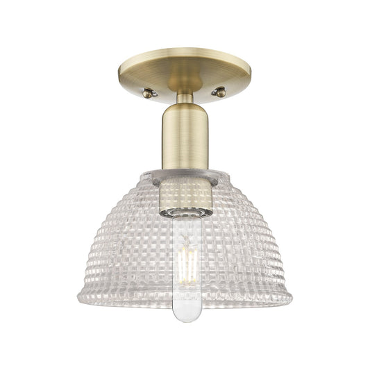 Innovations Arietta 8in 1-Light Semi-Flush Mount | Industrial Antique Brass Steel and Clear Glass | Entryway & Hallway | 8 x 8 x | Model 716-1C-AB-G422