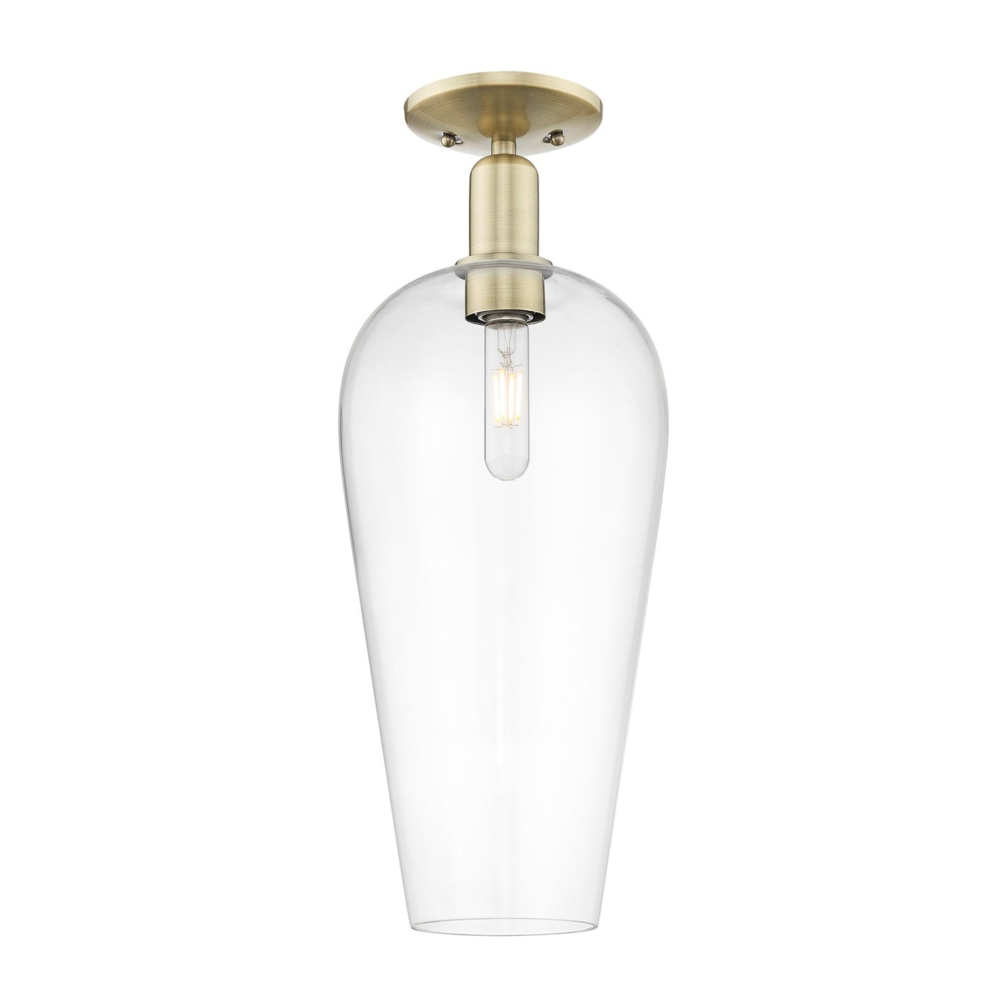 Innovations Chelsea 8in 1-Light Semi-Flush Mount | Industrial Antique Brass Steel and Clear Glass | Kitchen & Hallway | 8 x 8 x | Model 716-1C-AB-G456-8CL