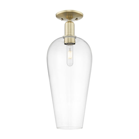 Innovations Chelsea 8in 1-Light Semi-Flush Mount | Industrial Antique Brass Steel and Clear Glass | Kitchen & Hallway | 8 x 8 x | Model 716-1C-AB-G456-8CL