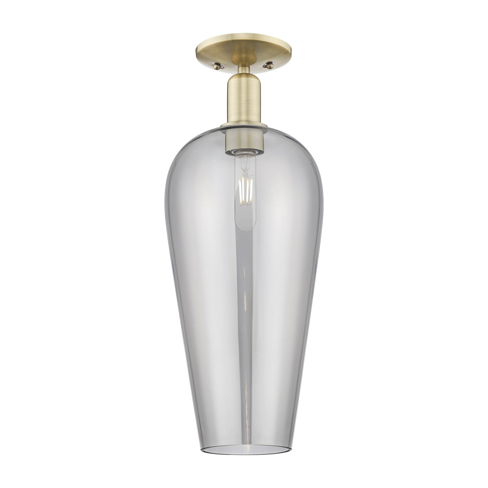 Innovations Chelsea 8in 1-Light Semi-Flush Mount | Industrial Antique Brass Steel and Light Smoke Glass | Entryway & Hallway | Model 716-1C-AB-G456-8SM
