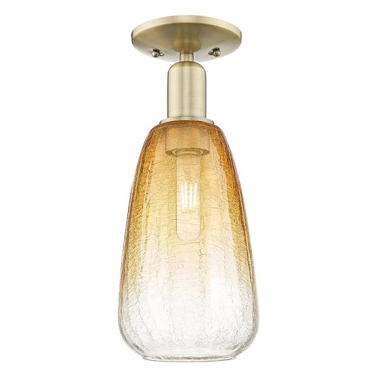 Innovations Brookhaven Almond 1Lt 6" Semi-Flush, AB/Amber - 716-1C-AB-G480-6AM