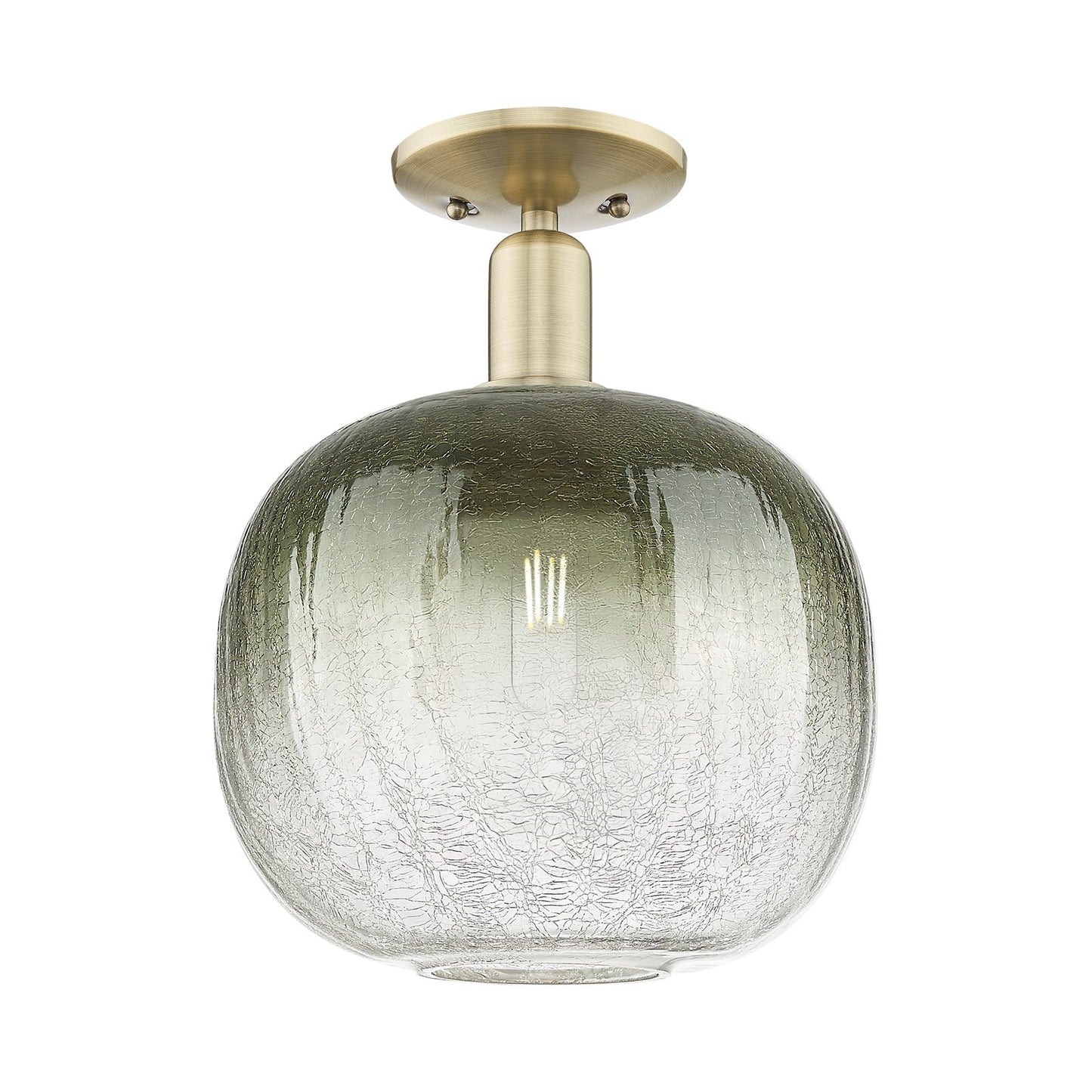 Innovations Brookhaven Sphere 10.5in 1-Light Semi-Flush Mount | Industrial Antique Brass Steel and Slate Glass | Entryway & | Model 716-1C-AB-G481-10SL