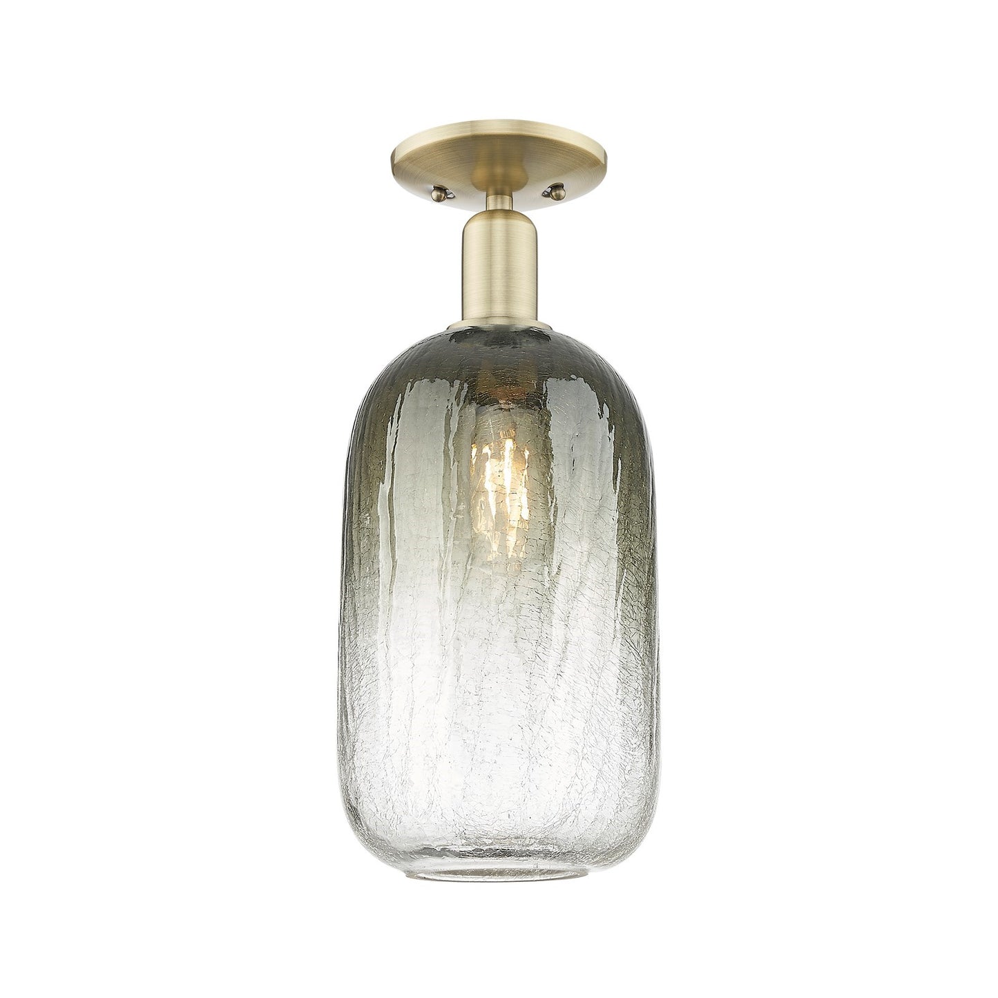 Innovations Brookhaven Cloche 7in 1-Light Semi-Flush Mount | Industrial Antique Brass Steel and Slate Glass | Entryway & | Model 716-1C-AB-G482-7SL