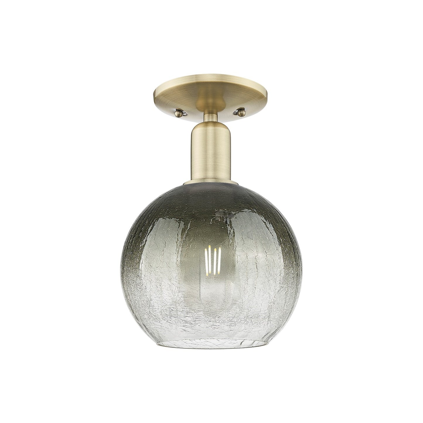 Innovations Brookhaven Globe 7.88in 1-Light Semi-Flush Mount | Industrial Antique Brass Steel and Slate Glass | Hallway & | Model 716-1C-AB-G483-8SL