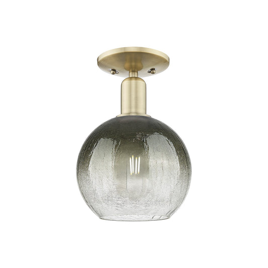 Innovations Brookhaven Globe 7.88in 1-Light Semi-Flush Mount | Industrial Antique Brass Steel and Slate Glass | Hallway & | Model 716-1C-AB-G483-8SL