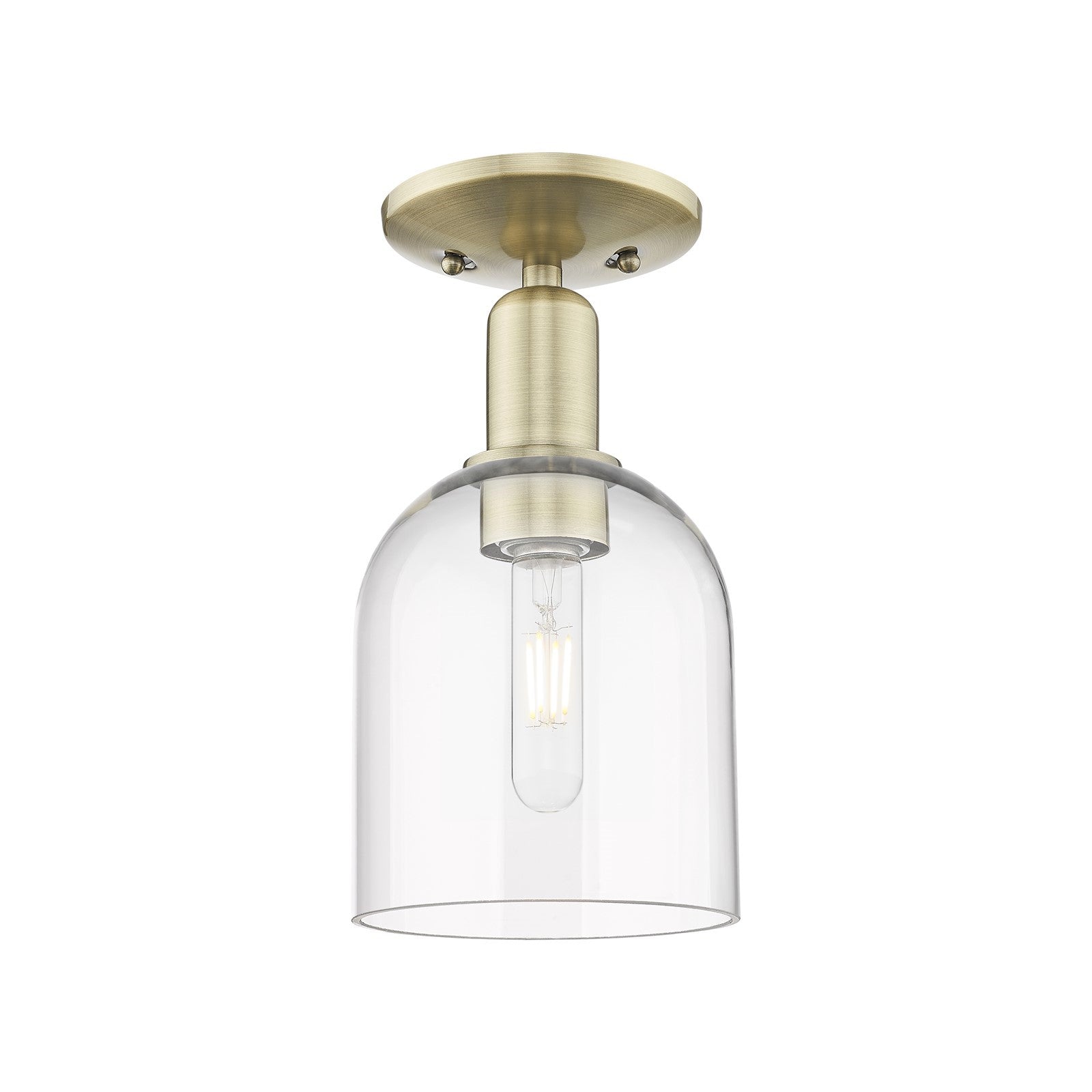 Innovations Bella 6in 1-Light Semi-Flush Mount | Industrial Antique Brass Steel and Clear Glass | Entryway & Hallway | 5.5 x | Model 716-1C-AB-G558-6CL