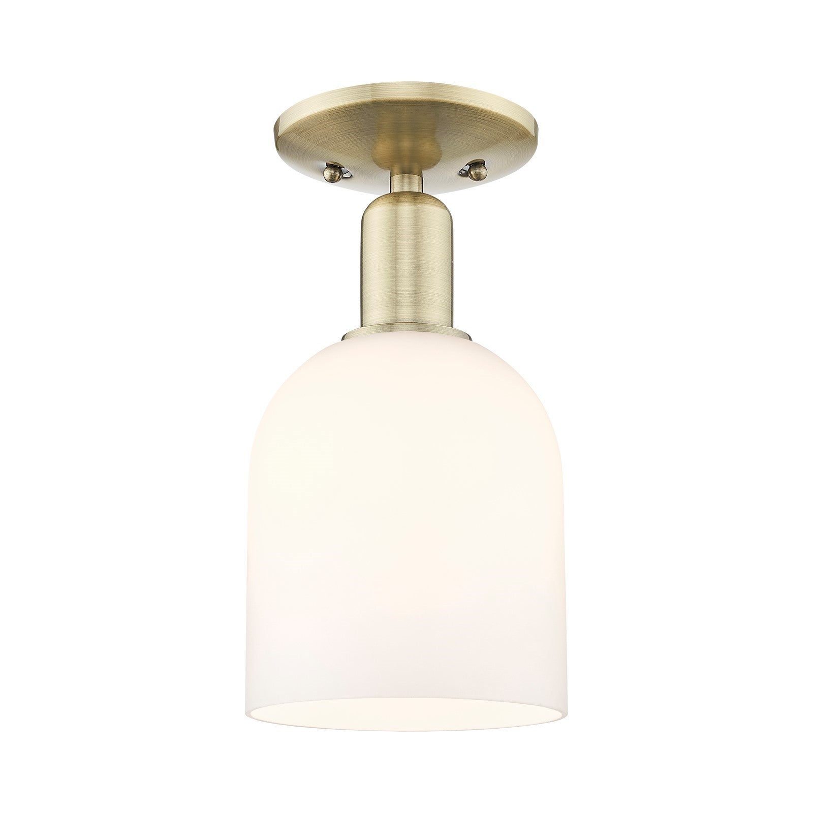 Innovations Bella 6in 1-Light Semi-Flush Mount | Industrial Antique Brass Steel and White Glass | Entryway & Hallway | 5.5 x | Model 716-1C-AB-G558-6GWH