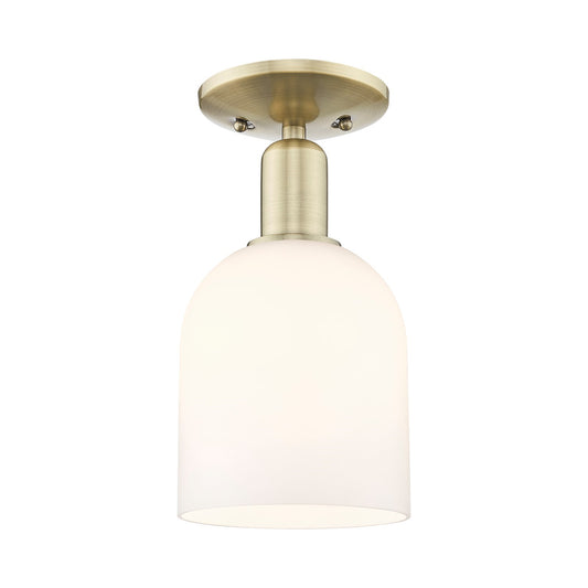 Innovations Bella 6in 1-Light Semi-Flush Mount | Industrial Antique Brass Steel and White Glass | Entryway & Hallway | 5.5 x | Model 716-1C-AB-G558-6GWH