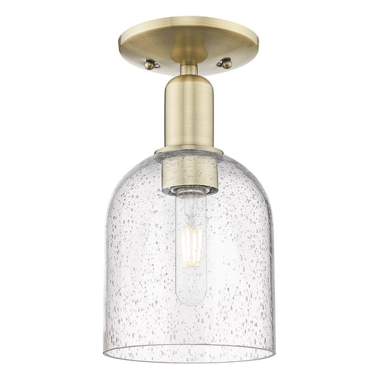 Innovations Bella 5.5in 1-Light Semi-Flush Mount | Industrial Antique Brass Steel and Seedy Glass | Entryway & Hallway | 5.5 x | Model 716-1C-AB-G558-6SDY