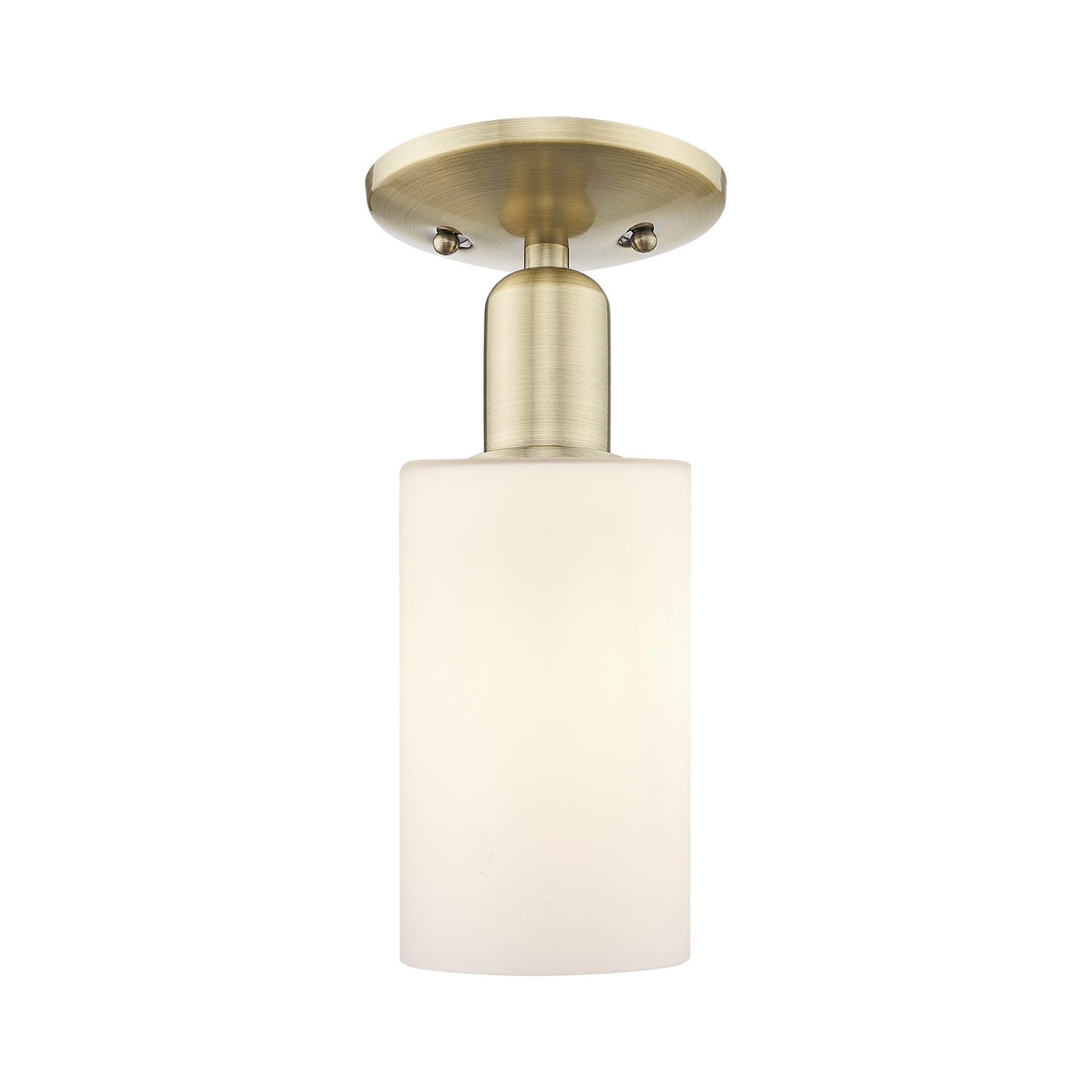 Innovations Clymer 4in 1-Light Semi-Flush Mount | Industrial Antique Brass and Matte White Glass | Hallway & Entryway | 3.88 x | Model 716-1C-AB-G801
