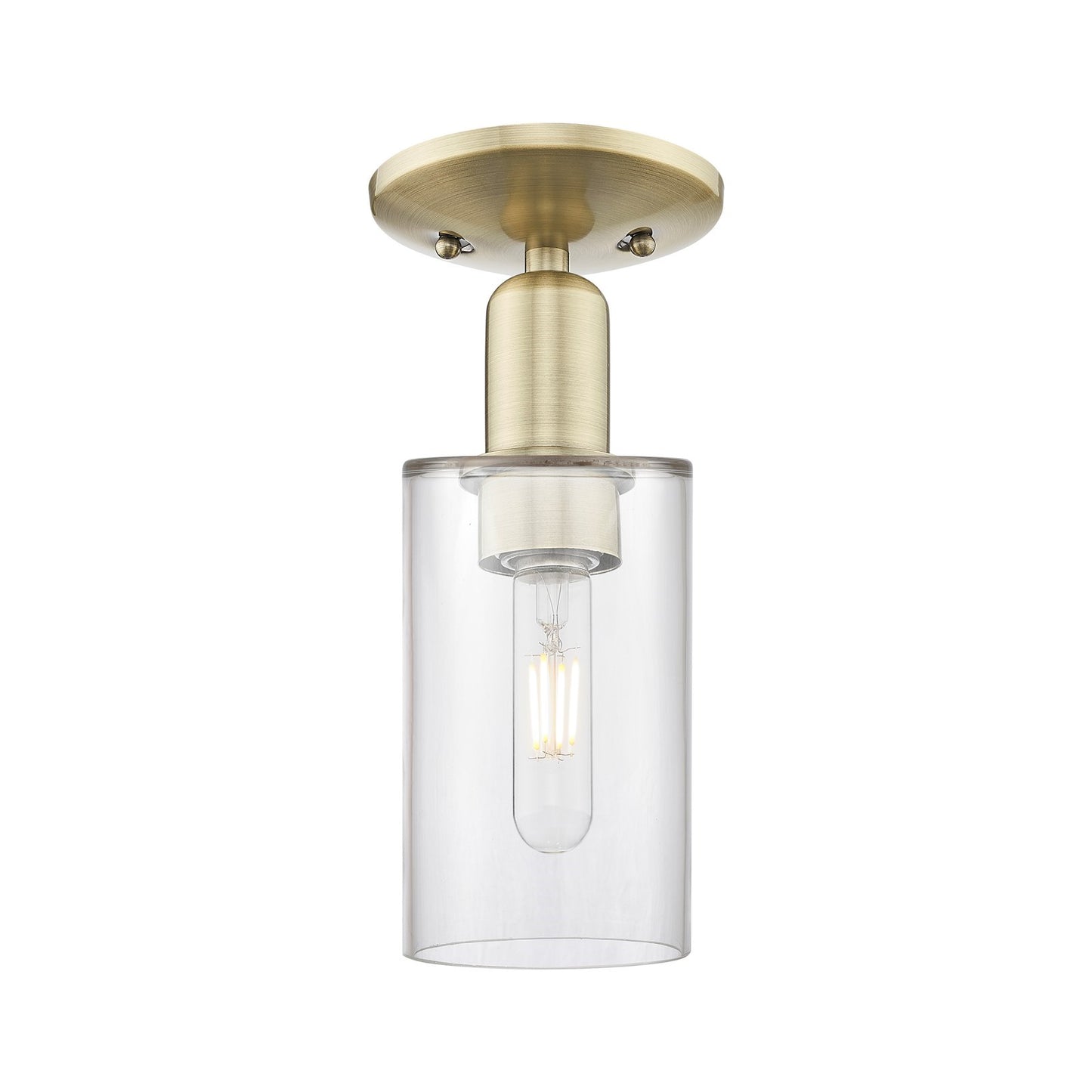 Innovations Clymer 4in 1-Light Semi-Flush Mount | Industrial Antique Brass and Clear Glass | Entryway & Hallway | 3.88 x 10.38 in | Model 716-1C-AB-G802