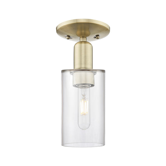 Innovations Clymer 4in 1-Light Semi-Flush Mount | Industrial Antique Brass and Clear Glass | Entryway & Hallway | 3.88 x 10.38 in | Model 716-1C-AB-G802