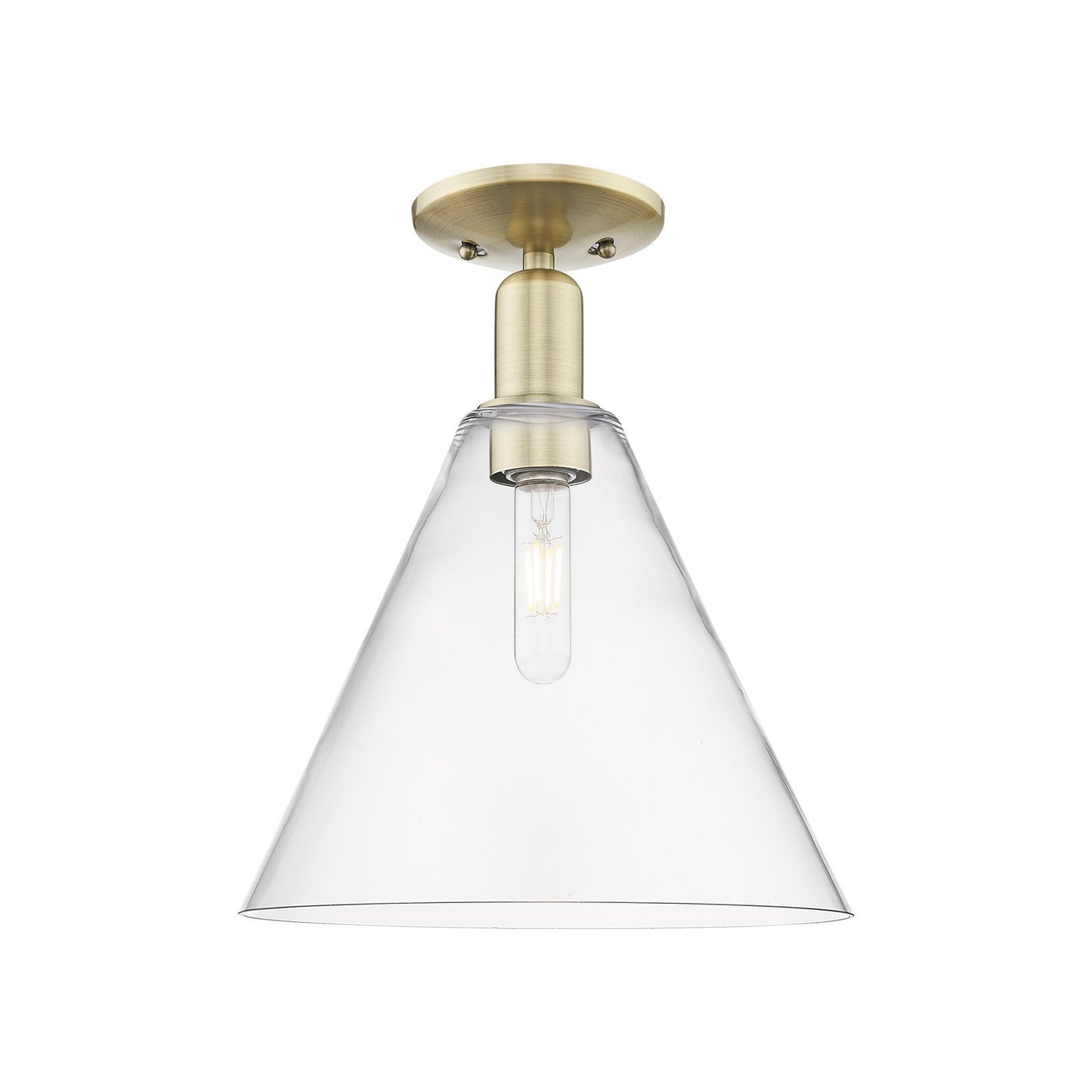 Innovations Berkshire Glass 12in 1-Light Semi-Flush Mount | Industrial Antique Brass Steel and Clear Glass | Entryway & Hallway | Model 716-1C-AB-GBC-122