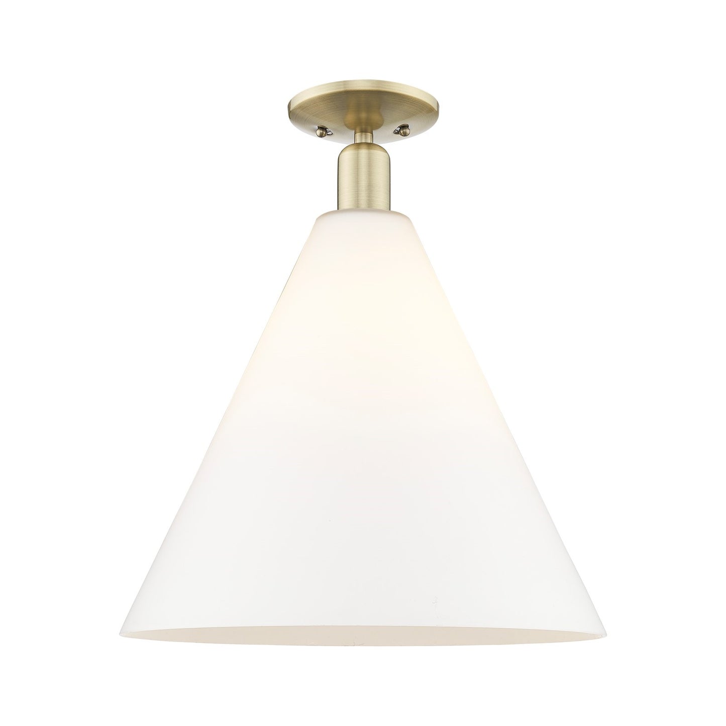 Innovations Berkshire Glass 16in 1-Light Semi-Flush Mount | Industrial Antique Brass Steel and Matte White Glass | Entryway & | Model 716-1C-AB-GBC-161
