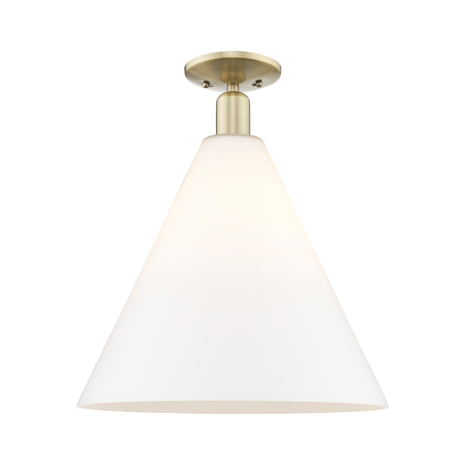 Innovations Berkshire Glass 16in 1-Light Semi-Flush Mount | Industrial Antique Brass Steel and Matte White Glass | Entryway & | Model 716-1C-AB-GBC-161