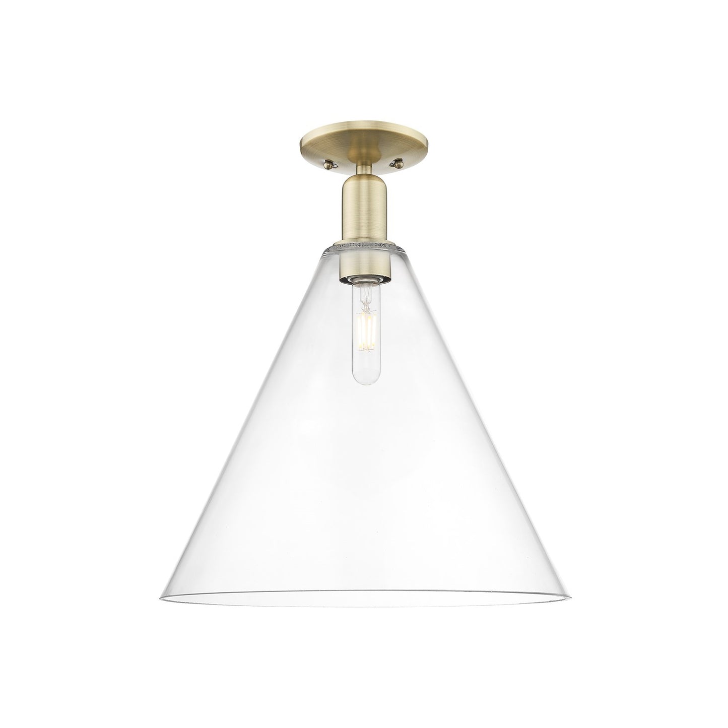 Innovations Berkshire Glass 16in 1-Light Semi-Flush Mount | Industrial Antique Brass Steel and Clear Glass | Entryway & Hallway | Model 716-1C-AB-GBC-162