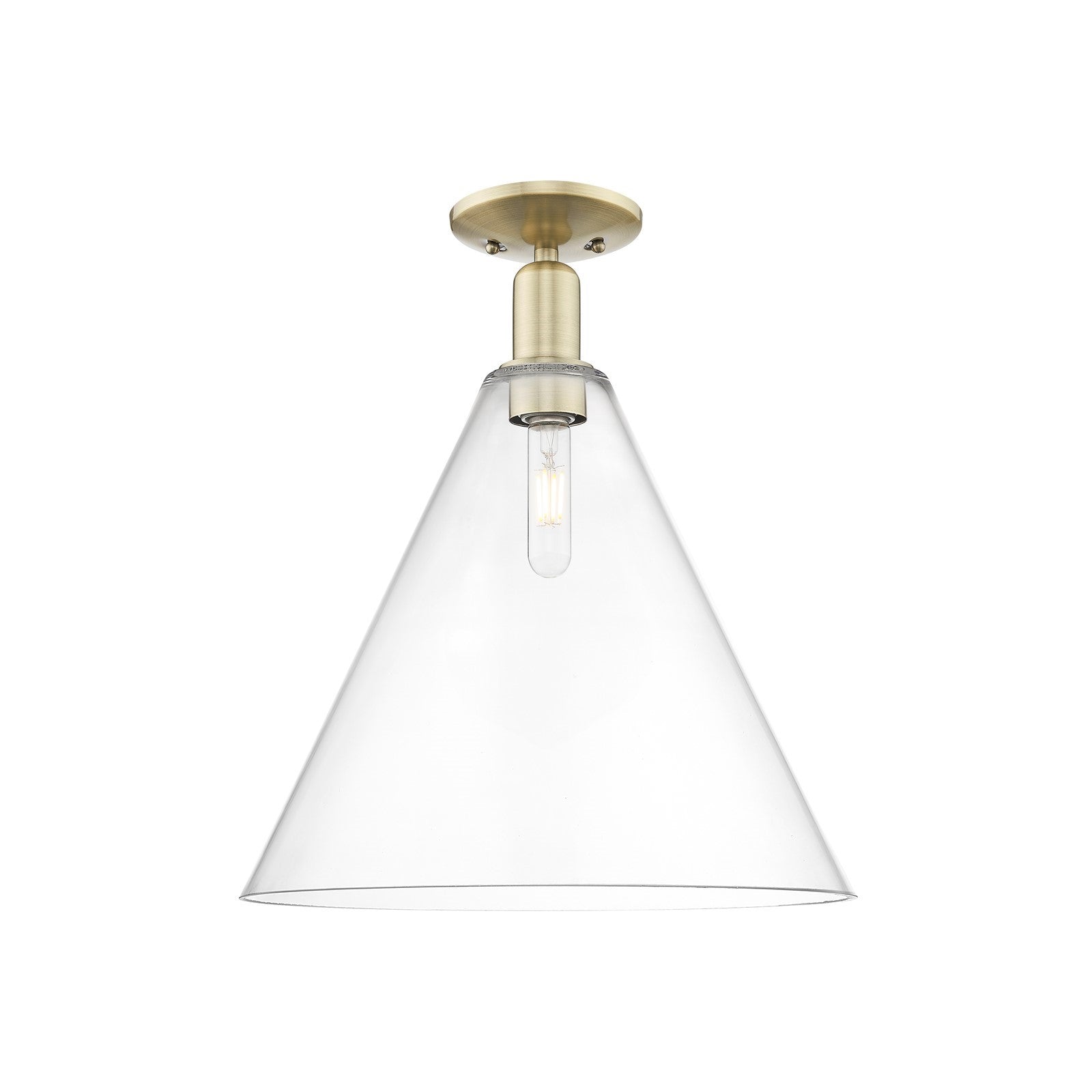 Innovations Berkshire Glass 16in 1-Light Semi-Flush Mount | Industrial Antique Brass Steel and Clear Glass | Entryway & Hallway | Model 716-1C-AB-GBC-162