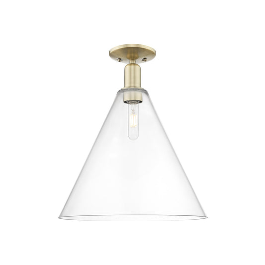 Innovations Berkshire Glass 16in 1-Light Semi-Flush Mount | Industrial Antique Brass Steel and Clear Glass | Entryway & Hallway | Model 716-1C-AB-GBC-162