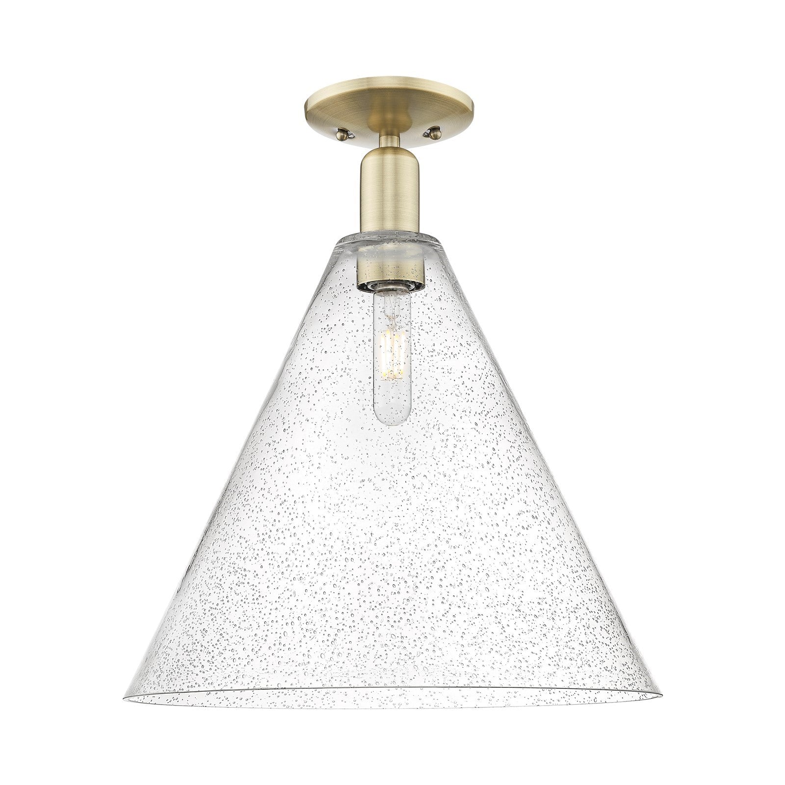 Innovations Berkshire Glass 16in 1-Light Semi-Flush Mount | Industrial Antique Brass and Seedy Glass | Entryway & Hallway | 16 x | Model 716-1C-AB-GBC-164