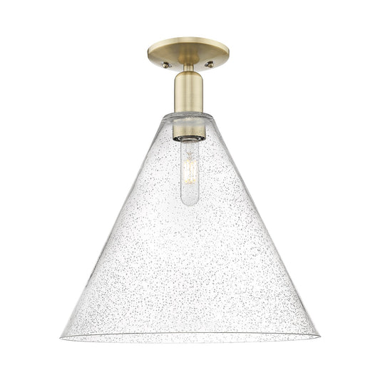 Innovations Berkshire Glass 16in 1-Light Semi-Flush Mount | Industrial Antique Brass and Seedy Glass | Entryway & Hallway | 16 x | Model 716-1C-AB-GBC-164