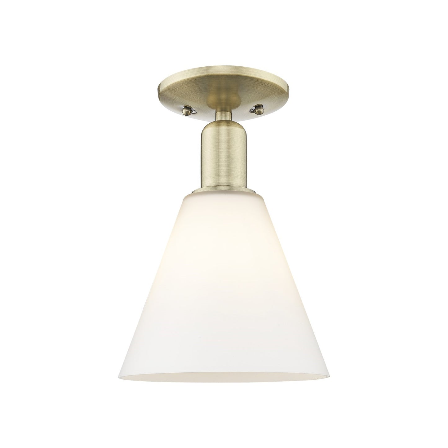 Innovations Berkshire Glass 8in 1-Light Semi-Flush Mount | Industrial Antique Brass and Matte White Glass | Damp-Rated Hallway & | Model 716-1C-AB-GBC-81