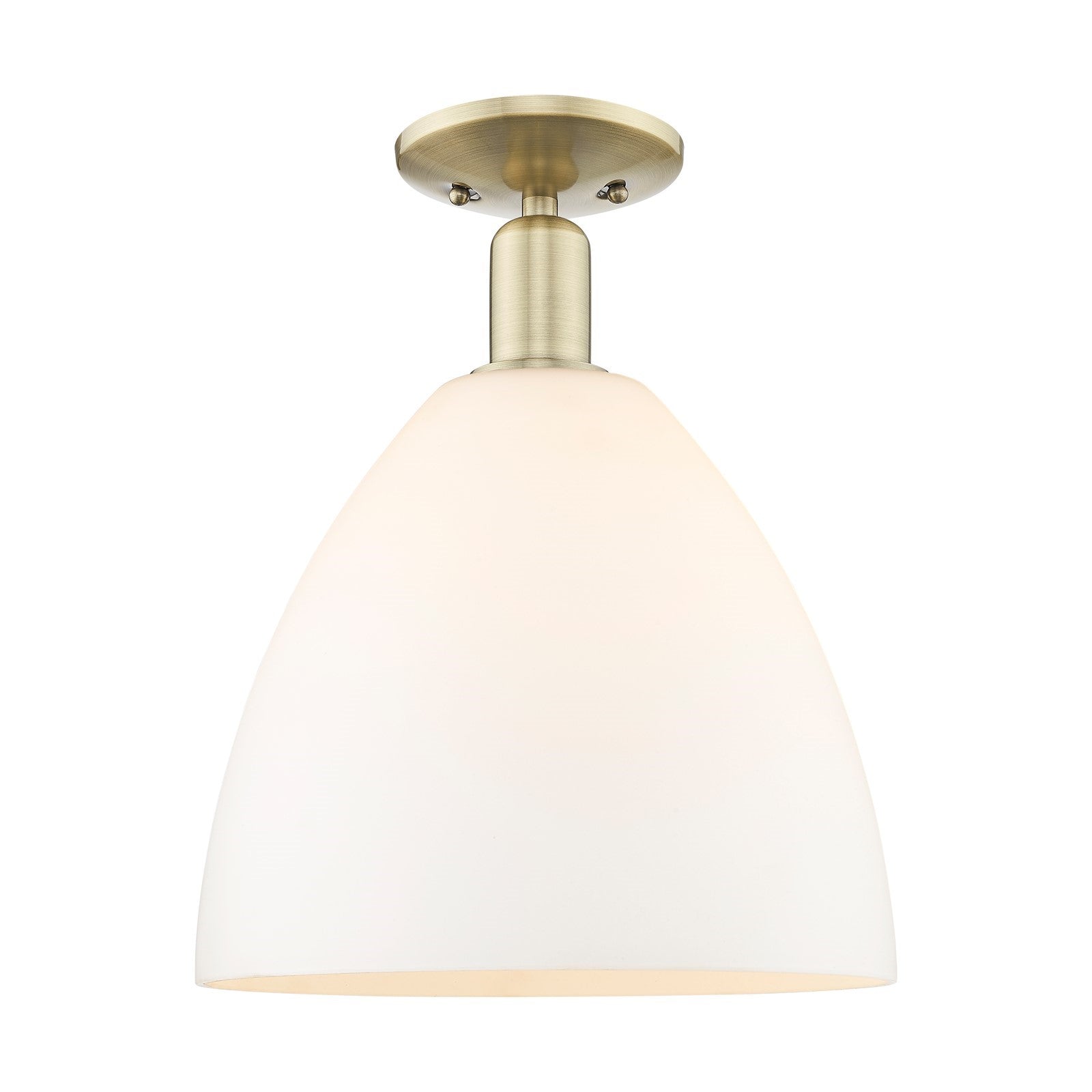 Innovations Bristol 12in 1-Light Semi-Flush Mount | Industrial Antique Brass Steel and Matte White Glass | Entryway & Hallway | Model 716-1C-AB-GBD-121