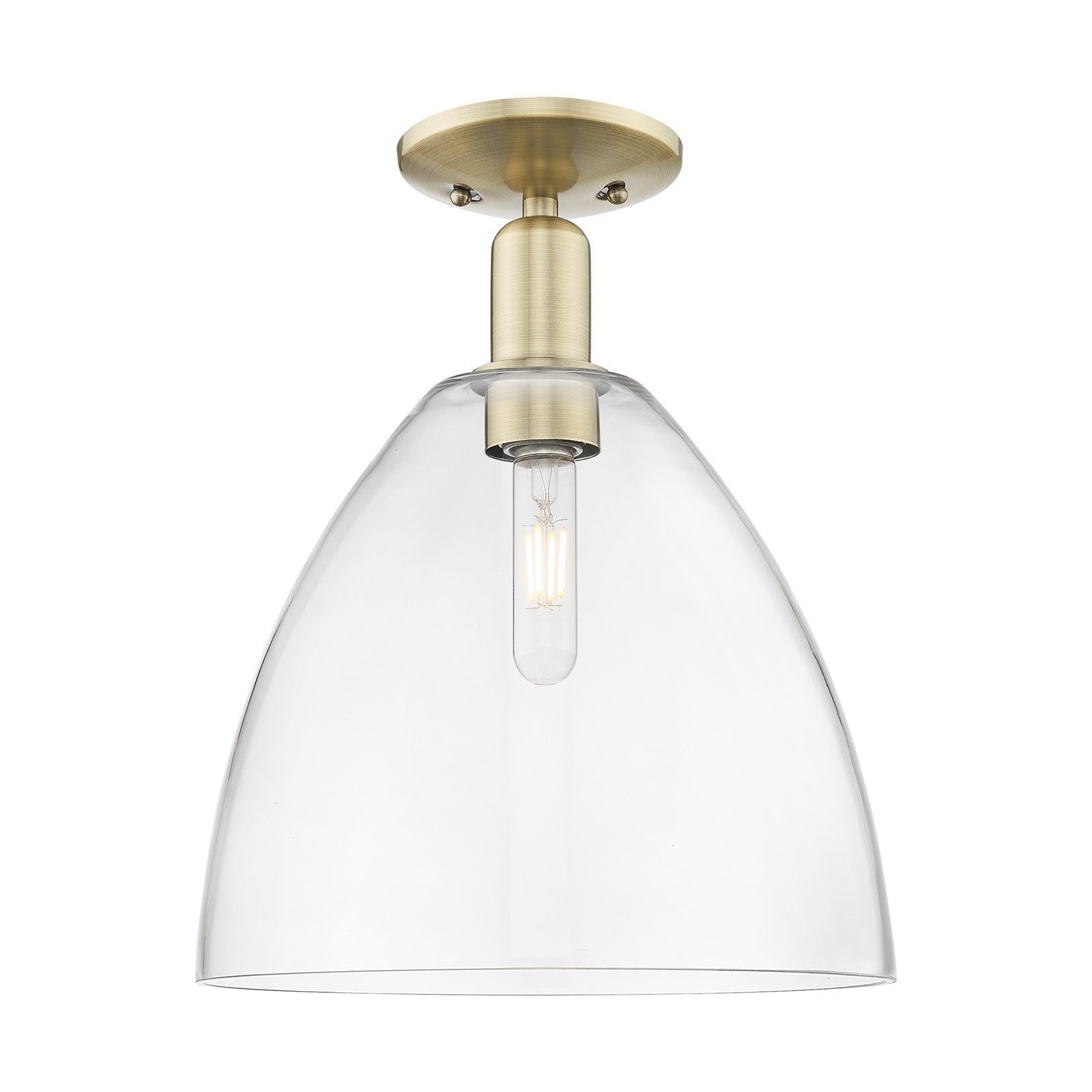 Innovations Bristol 12in 1-Light Semi-Flush Mount | Industrial Antique Brass Steel and Clear Glass | Entryway & Hallway | 12 x | Model 716-1C-AB-GBD-122