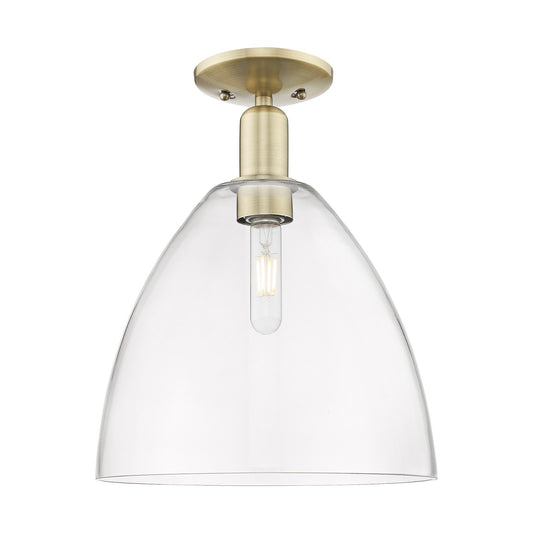 Innovations Bristol 12in 1-Light Semi-Flush Mount | Industrial Antique Brass Steel and Clear Glass | Entryway & Hallway | 12 x | Model 716-1C-AB-GBD-122
