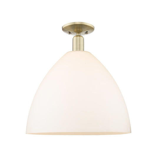 Innovations Bristol 16in 1-Light Semi-Flush Mount | Industrial Antique Brass and Matte White Glass | Entryway & Hallway | 16 x | Model 716-1C-AB-GBD-161