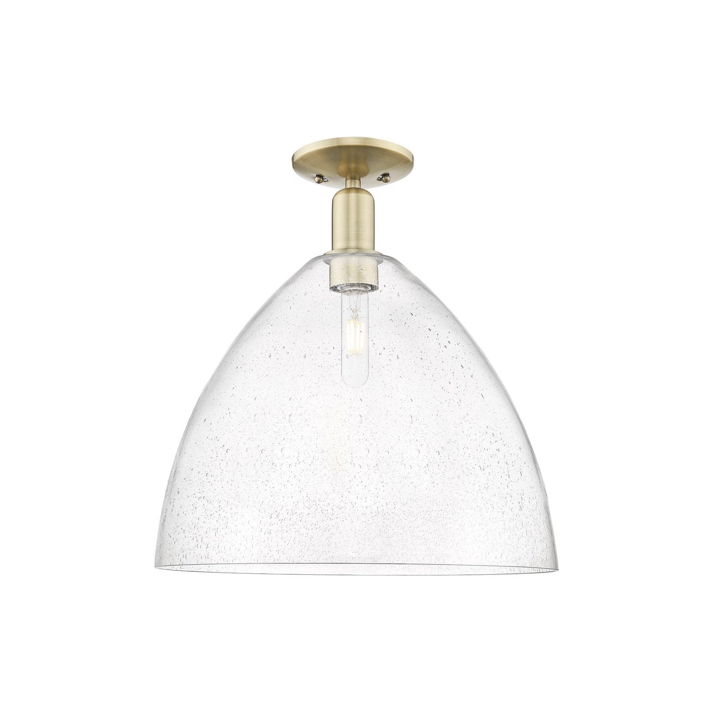 Innovations Bristol 16in 1-Light Semi-Flush Mount | Industrial Antique Brass Steel and Seedy Glass | Entryway & Hallway | 16 x | Model 716-1C-AB-GBD-164