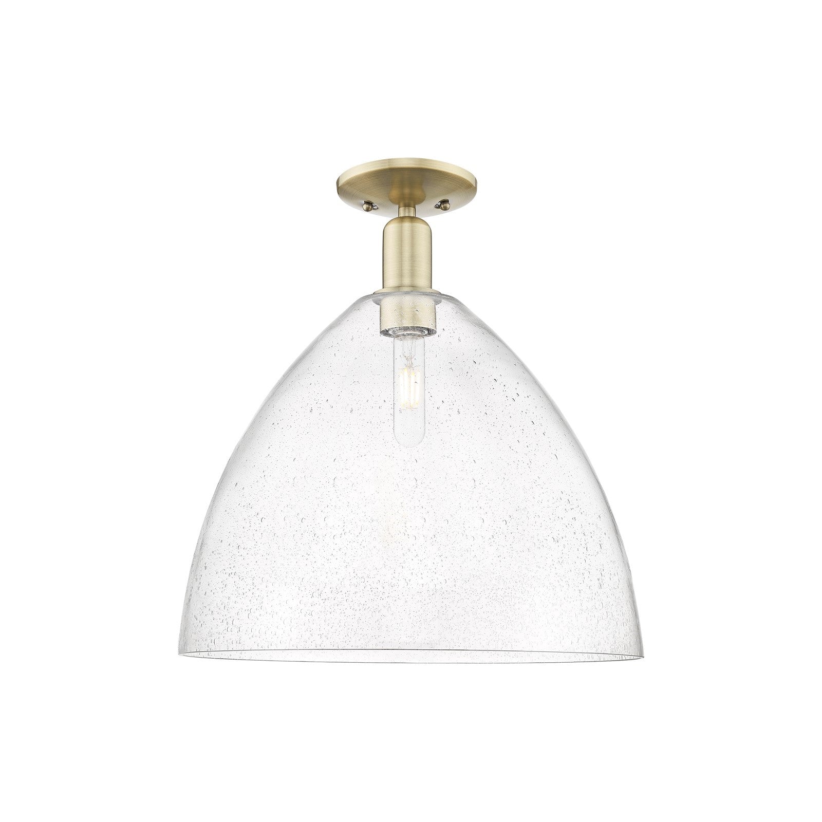 Innovations Bristol 16in 1-Light Semi-Flush Mount | Industrial Antique Brass Steel and Seedy Glass | Entryway & Hallway | 16 x | Model 716-1C-AB-GBD-164