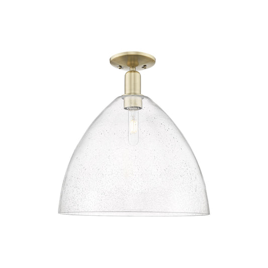Innovations Bristol 16in 1-Light Semi-Flush Mount | Industrial Antique Brass Steel and Seedy Glass | Entryway & Hallway | 16 x | Model 716-1C-AB-GBD-164