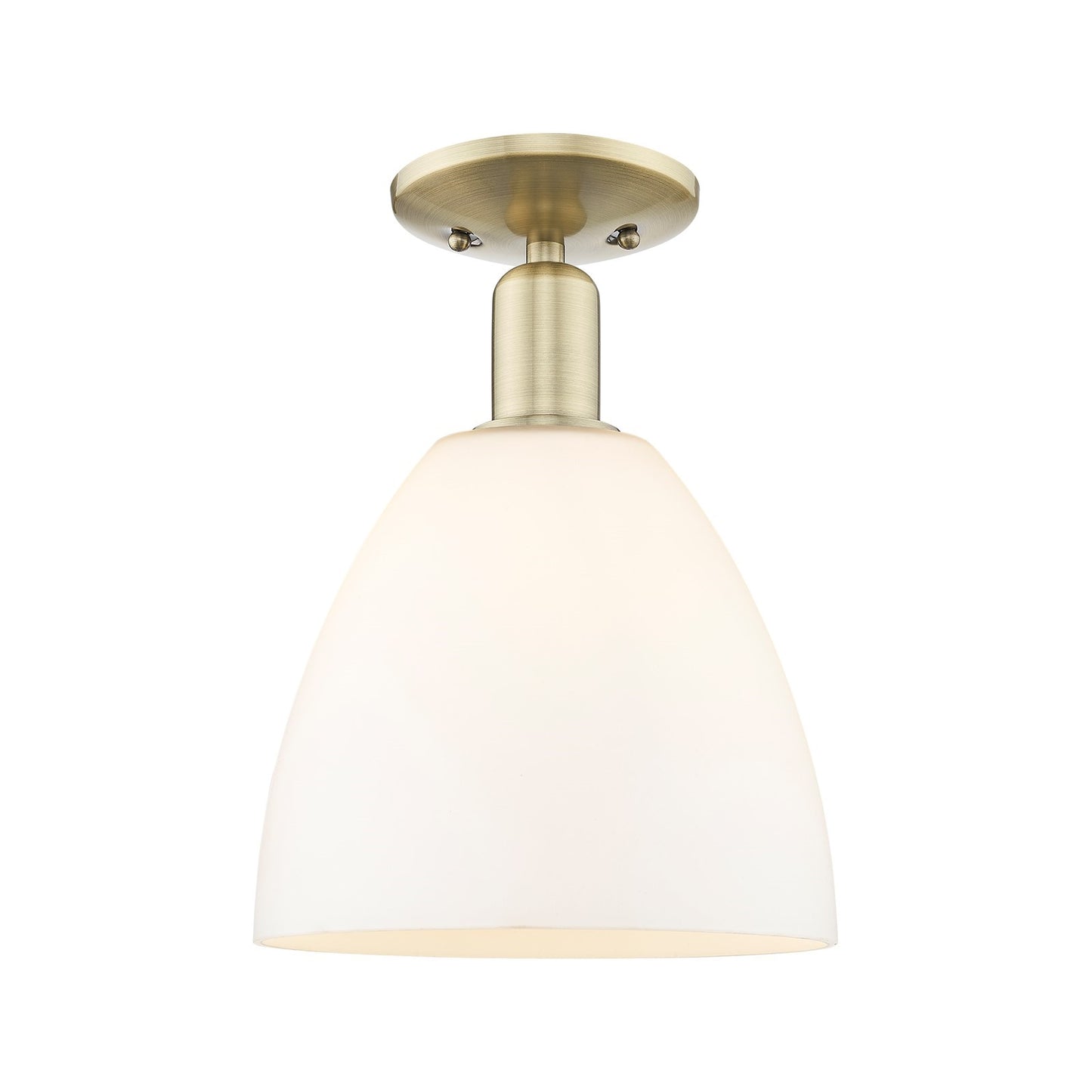 Innovations Bristol 9in 1-Light Semi-Flush Mount | Industrial Antique Brass and Matte White Glass | Hallway & Entryway | 9 x 9 x | Model 716-1C-AB-GBD-91