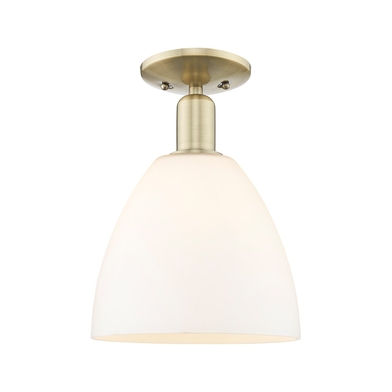 Innovations Bristol 9in 1-Light Semi-Flush Mount | Industrial Antique Brass and Matte White Glass | Hallway & Entryway | 9 x 9 x | Model 716-1C-AB-GBD-91