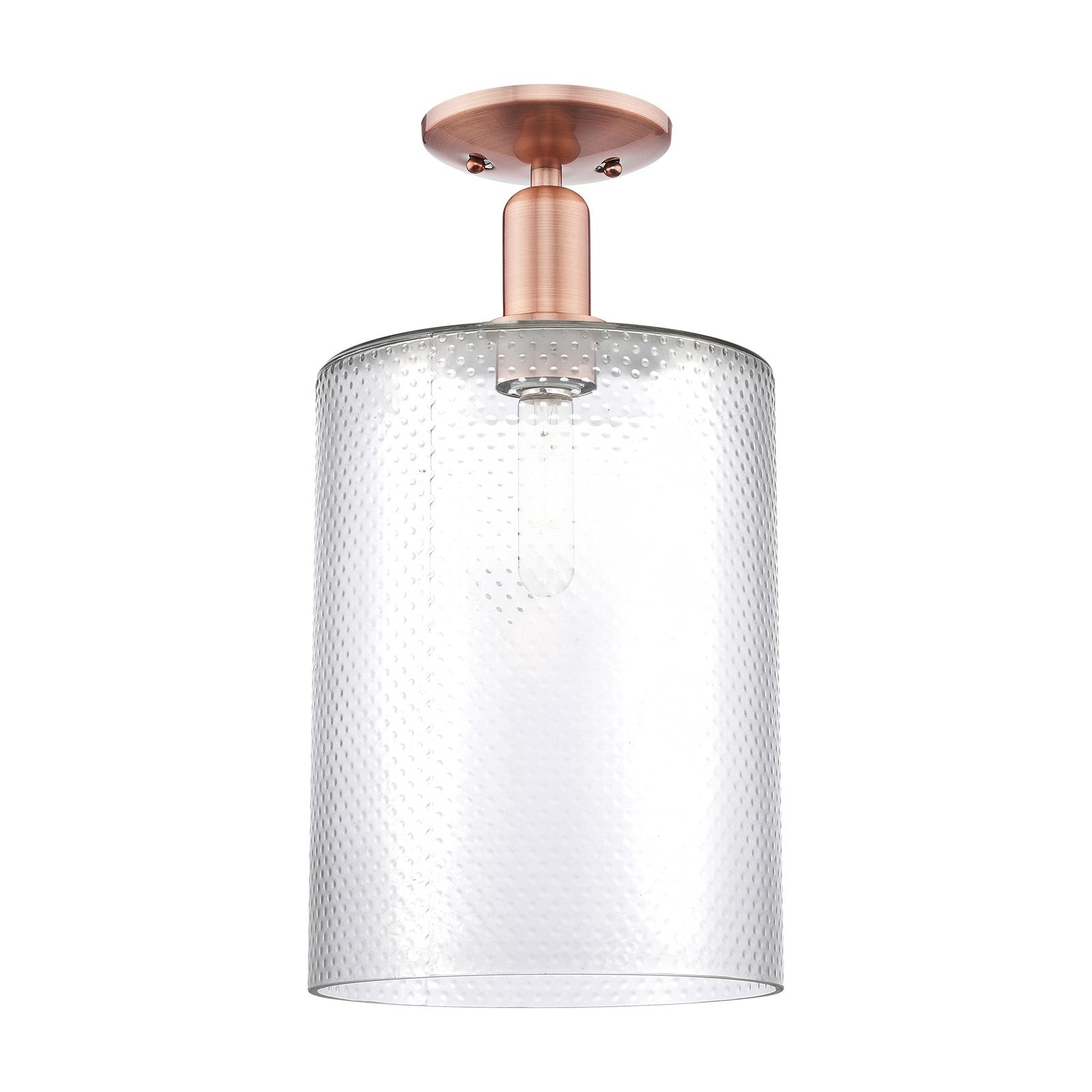 Innovations Cobbleskill 9in 1-Light Semi-Flush Mount | Industrial Antique Copper Steel and Clear Glass | Entryway & Hallway | 9 x | Model 716-1C-AC-G112-L