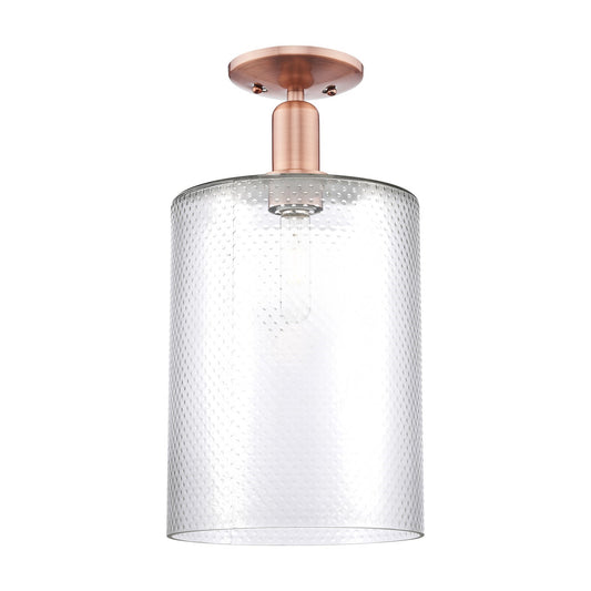 Innovations Cobbleskill 9in 1-Light Semi-Flush Mount | Industrial Antique Copper Steel and Clear Glass | Entryway & Hallway | 9 x | Model 716-1C-AC-G112-L