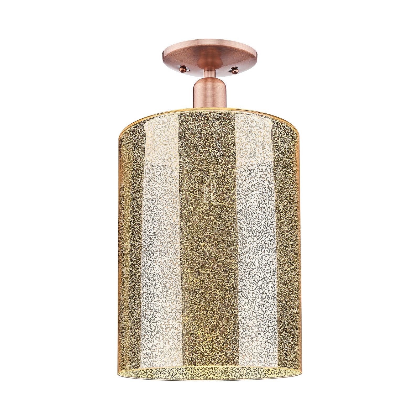 Innovations Cobbleskill 9in 1-Light Semi-Flush Mount | Industrial Antique Copper Steel and Mercury Glass | Entryway & Hallway | 9 | Model 716-1C-AC-G116-L