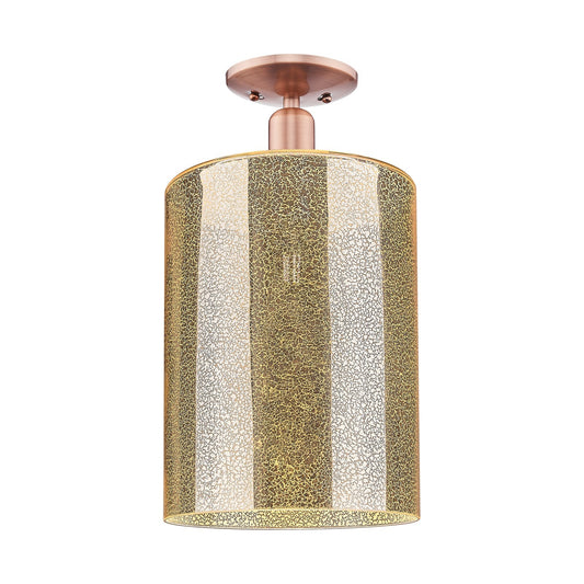 Innovations Cobbleskill 9in 1-Light Semi-Flush Mount | Industrial Antique Copper Steel and Mercury Glass | Entryway & Hallway | 9 | Model 716-1C-AC-G116-L