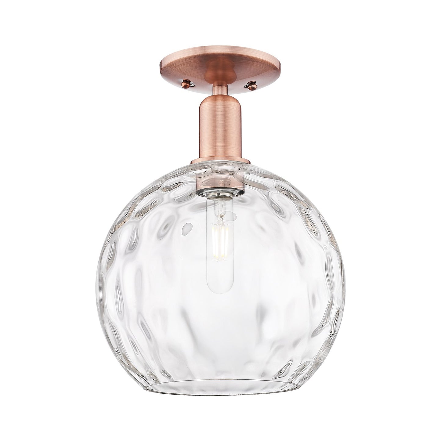 Innovations Athens 10in 1-Light Semi-Flush Mount | Industrial Antique Copper Steel and Clear Water Glass | Kitchen & Hallway | Model 716-1C-AC-G1215-10