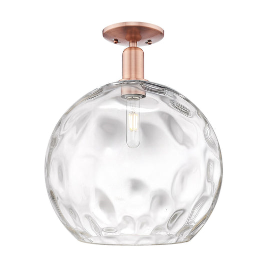 Innovations Athens 13in 1-Light Semi-Flush Mount | Industrial Antique Copper Steel and Clear Water Glass | Entryway & Hallway | Model 716-1C-AC-G1215-14