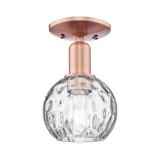 Innovations Athens Water Glass 6in 1-Light Semi-Flush Mount | Industrial Antique Copper Steel and Clear Water Glass | Entryway & | Model 716-1C-AC-G1215-6